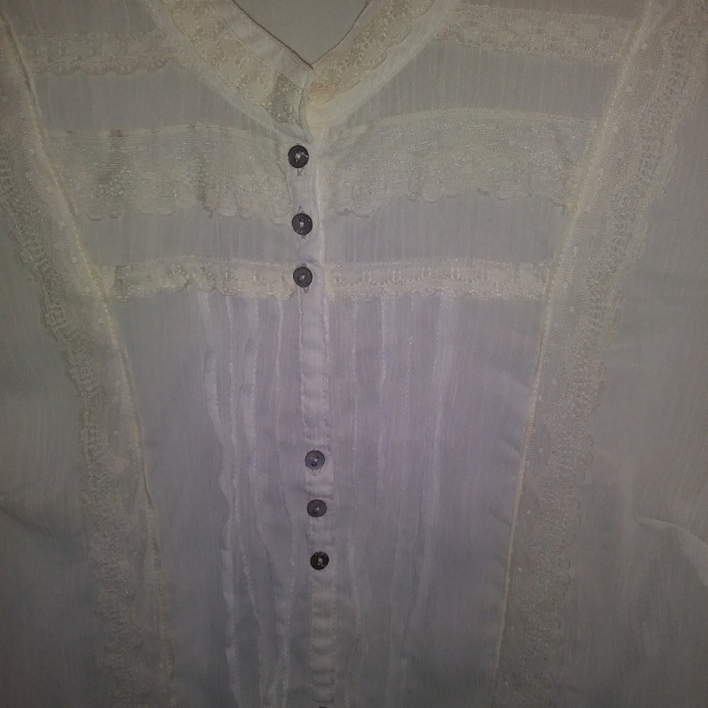 Ivory color Sheer long sleeve Blouse